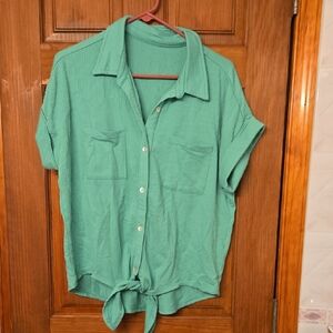 Women's Green Button-Up Top